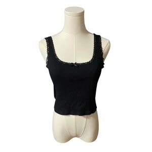 h&m black lace trim tank